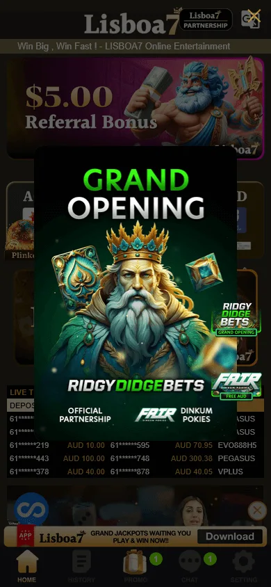 Lisboa7 Casino home screen on a mobile device