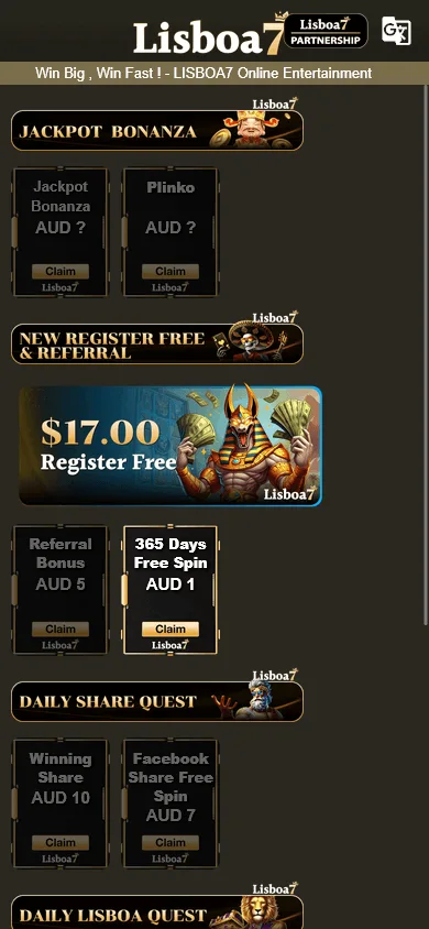 Lisboa7 Casino promotions on a mobile device